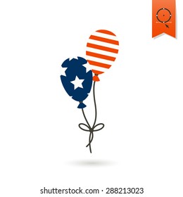 4th of July, Independence Day of the United States, Simple Flat Icon. Balloons Vector