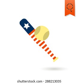 4th of July, Independence Day of the United States, Simple Flat Icon. Baseball Vector