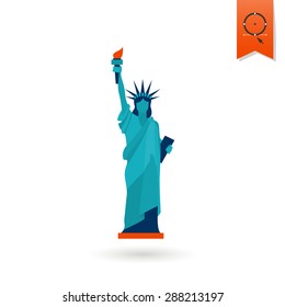 4th of July, Independence Day of the United States, Simple Flat Icon. Statue of Liberty Vector