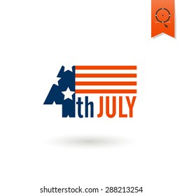 4th of July, Independence Day of the United States, Simple Flat Icon. Vector