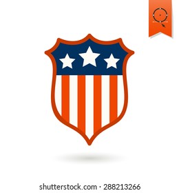 4th of July, Independence Day of the United States, Simple Flat Icon. Shield Vector