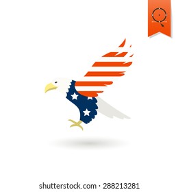 4th of July, Independence Day of the United States, Simple Flat Icon. Eagle Vector