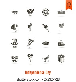 4th of July, Independence Day of the United States, Simple Flat Icons. Vector