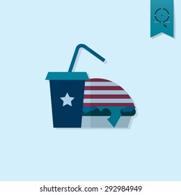 4th of July, Independence Day of the United States, Simple Flat Icon. Vector