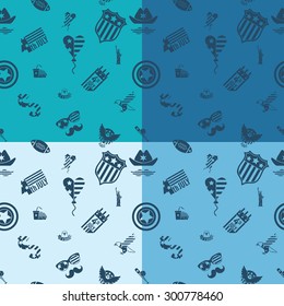 4th of July, Independence Day of the United States, Four Background in Different Colors Vector