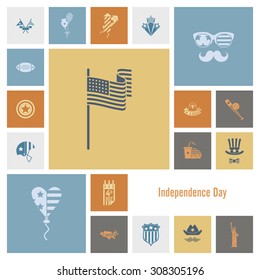 4th of July, Independence Day of the United States, Simple Flat Icons. Vector