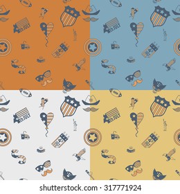4th of July, Independence Day of the United States, Four Background in Different Colors Vector