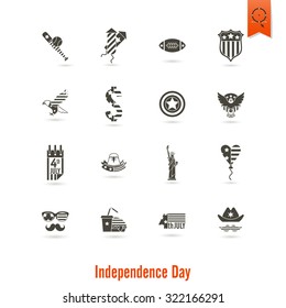 4th of July, Independence Day of the United States, Simple Flat Icons. Vector