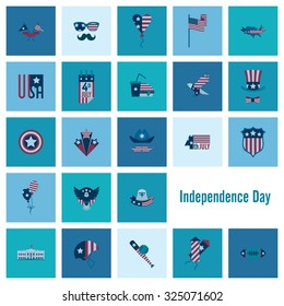 4th of July, Independence Day of the United States, Simple Flat Icons. Vector