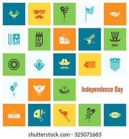 4th of July, Independence Day of the United States, Simple Flat Icons. Vector