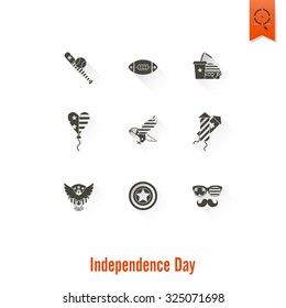 4th of July, Independence Day of the United States, Simple Flat Icons. Vector