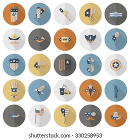 4th of July, Independence Day of the United States, Simple Flat Icons. Vector