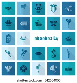 4th of July, Independence Day of the United States, Simple Flat Icons. Vector