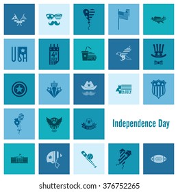 4th of July, Independence Day of the United States, Simple Flat Icons. Vector