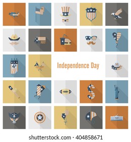 4th of July, Independence Day of the United States, Simple Flat Icons. Vector