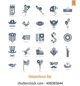4th of July, Independence Day of the United States, Simple Flat Icons. Vector