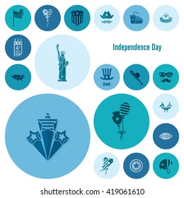 4th of July, Independence Day of the United States, Simple Flat Icons. Vector
