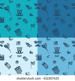 4th of July, Independence Day of the United States, Four Background in Different Colors Vector
