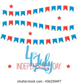 4th of july - Independence Day in United States of America greeting card. American national flag color illustration with typography.