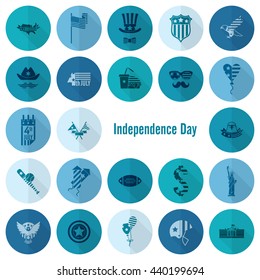 4th of July, Independence Day of the United States, Simple Flat Icons. Vector