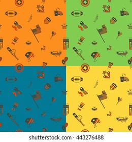 4th of July, Independence Day of the United States, Four Background in Different Colors Vector