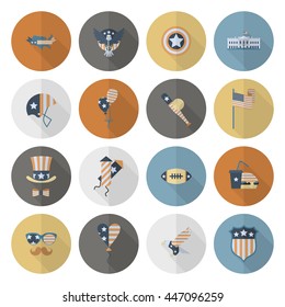 4th of July, Independence Day of the United States, Simple Flat Icons. Vector