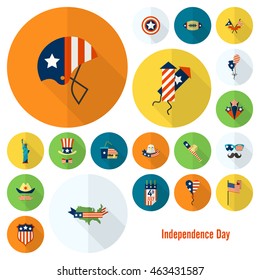 4th of July, Independence Day of the United States, Simple Flat Icons. Vector
