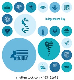 4th of July, Independence Day of the United States, Simple Flat Icons. Vector