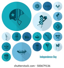 4th of July, Independence Day of the United States, Simple Flat Icons. Vector