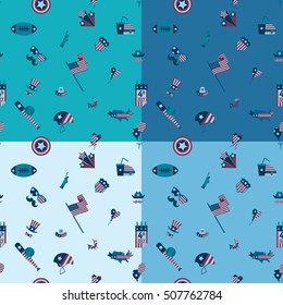 4th of July, Independence Day of the United States, Four Background in Different Colors Vector