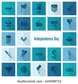 4th of July, Independence Day of the United States, Simple Flat Icons. Vector