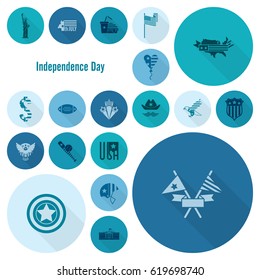 4th of July, Independence Day of the United States, Simple Flat Icons. Vector