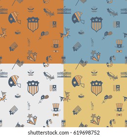 4th of July, Independence Day of the United States, Four Background in Different Colors Vector