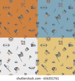 4th of July, Independence Day of the United States, Four Background in Different Colors Vector