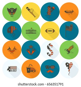 4th of July, Independence Day of the United States, Simple Flat Icons. Vector