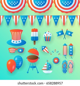 4th of July, Independence Day of the United States, banner design. Vector illustration