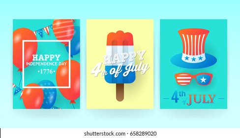 4th of July, Independence Day of the United States, banner design. Vector illustration
