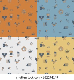 4th of July, Independence Day of the United States, Four Background in Different Colors Vector