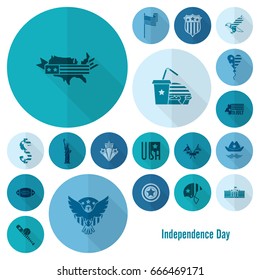 4th of July, Independence Day of the United States, Simple Flat Icons. Vector
