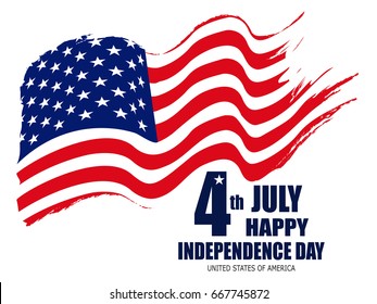 4th of July, Independence Day, United Stated of America, USA flat vector.