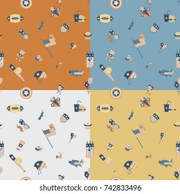 4th of July, Independence Day of the United States, Four Background in Different Colors Vector