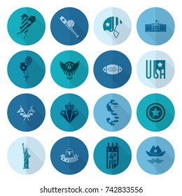 4th of July, Independence Day of the United States, Simple Flat Icons. Vector