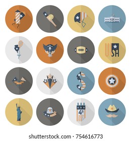 4th of July, Independence Day of the United States, Simple Flat Icons. Vector