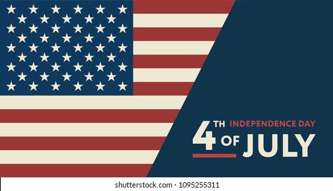 4th of July Independence Day USA Flag Greeting Card Patriotism Banner Wallpaper Background.