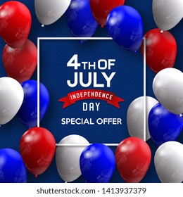 4th of July Independence day of USA. Poster in honor of Independence Day celebrations in the United States of America. Vector illustration.