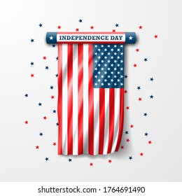 4th of July is Independence Day. Usa flag on a white background with stars. Vector illustration.
