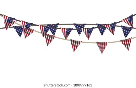 4th of July Independence Day USA vector sale banner illustration. Holiday greeting card with national flag