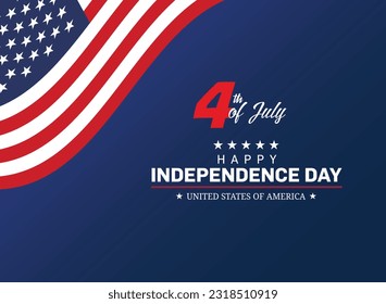 4th of July, Independence Day of USA. greeting card with background in United States national flag colors and text Happy Independence Day. Vector illustration.