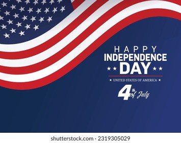 4th of July, Independence Day of USA. greeting card with background in United States national flag colors and text Happy Independence Day. Vector illustration.