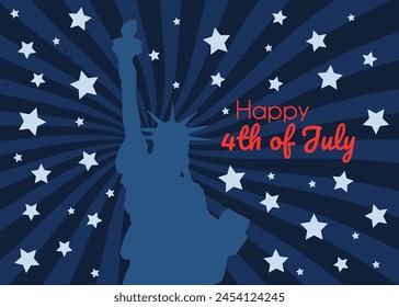 4th of July. Independence Day of the USA.  Greeting card and poster Design. Greeting patriotic card 